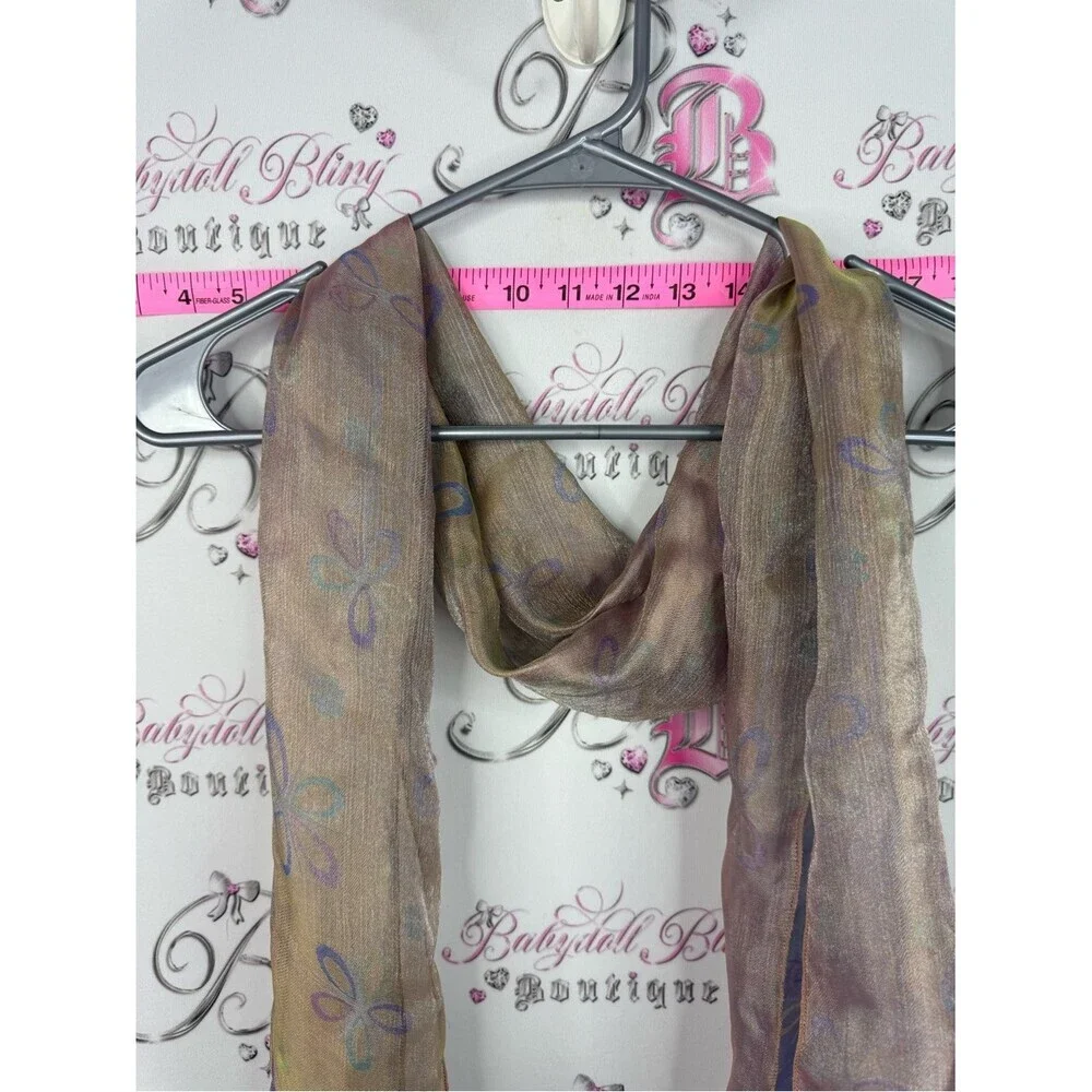 Lightweight Sheer Polka Dot Scarf in Taupe and Lavender